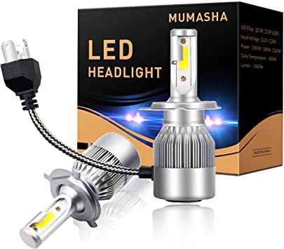 LED Headlight Bulbs Headlight bulb H4 9003 Hi/Low All-in-One Conversion Kit Led headlights with COB Chips 8000 Lm 6500K Cool White Beam Bulbs IP68 Waterproof